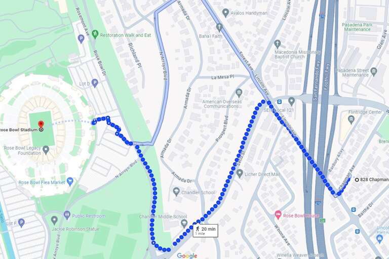 20 minute walk to Rose Bowl Stadium  20 minute walk to Rose Bowl Stadium